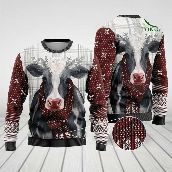 Dairy Cow Christmas Wool Sweater, Christmas Ugly Sweater, Christmas Gift, Gift Christmas 2022