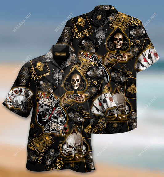 Poker Skull Contúirteacha Léine Haváís Unisex, Bronntanas Léine Haváís, Bronntanas Nollag