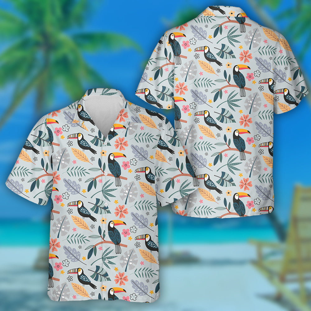 Exotic Birds Parrot Toucan And Tropical Plants Hawaiian Shirt, Hawaiian Shirt Gift, Christmas Gift