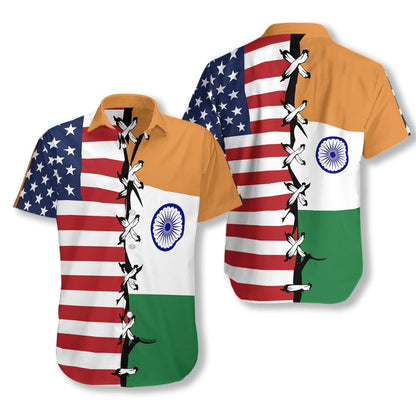 India Root And Flag Pattern Hawaiian Shirt, Hawaiian For Gift