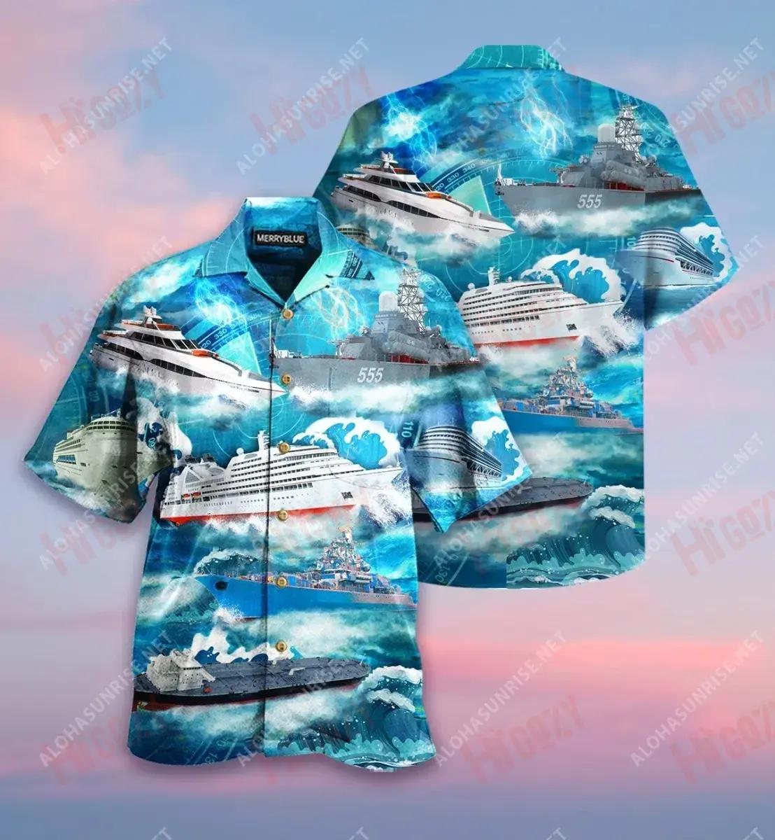 Take A Ship Then Go Anywhere You Want Unisex Hawaiian Shirt Ocean Short Sleeve Tactical Hawaiian Shirt Funny Hawaiian Shirts, Hawaiian Shirt Gift, Christmas Gift