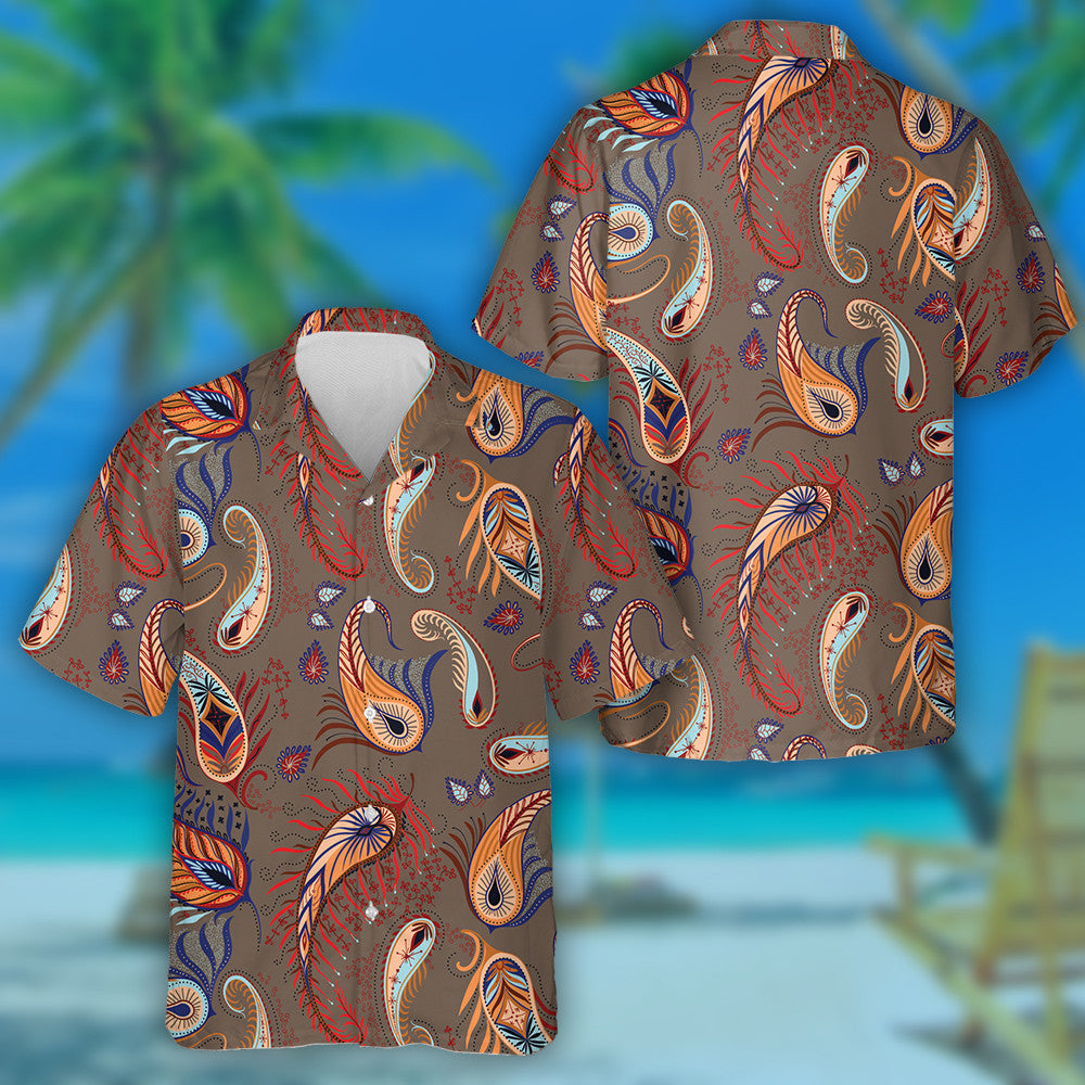 Léaráid Álainn Paisley Brainsí Bláthanna Beaga Patrún Ealaíne Léine Haváís, Bronntanas Léine Haváís, Bronntanas Nollag