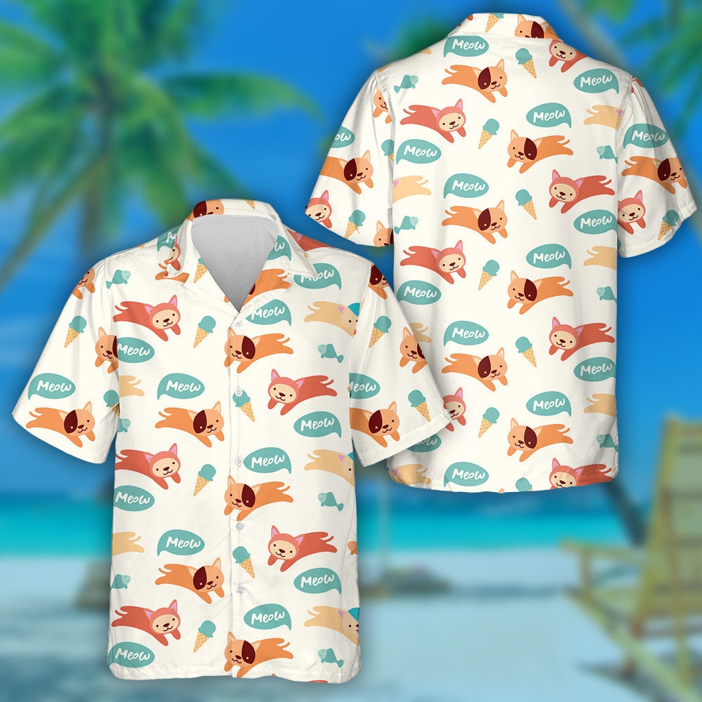 Cat Lover In Summer With Ice Cream Hawaiian Shirt, Hawaiian Shirt Gift, Christmas Gift
