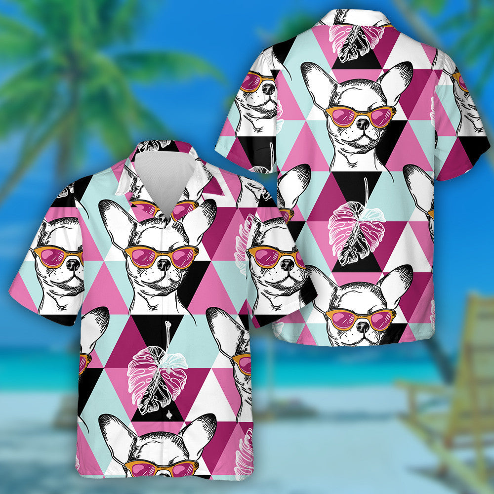 Madra Chihuahua I Gloiní Bándearg le Triantáin Pink Léine Haváís, Bronntanas Léine Haváís, Bronntanas Nollag