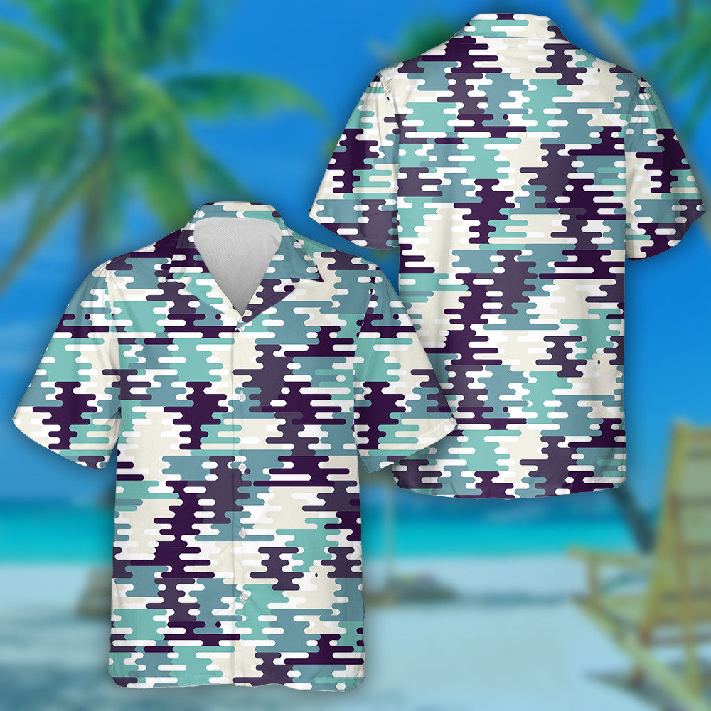 Cool Design Abstract Blue Gray Camo Illstration Hawaiian Shirt, Hawaiian Shirt Gift, Christmas Gift