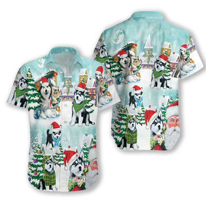 Husky gleoite Le Scarf Glas San Sneachta Léine Haváíach Nollaig Shona, Bronntanas Léine Haváíais, Bronntanas Nollag