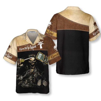 Cool Skull Electrician Gift For Halloween Hawaiian Shirt,,Hawaiian Shirt Gift, Christmas Gift