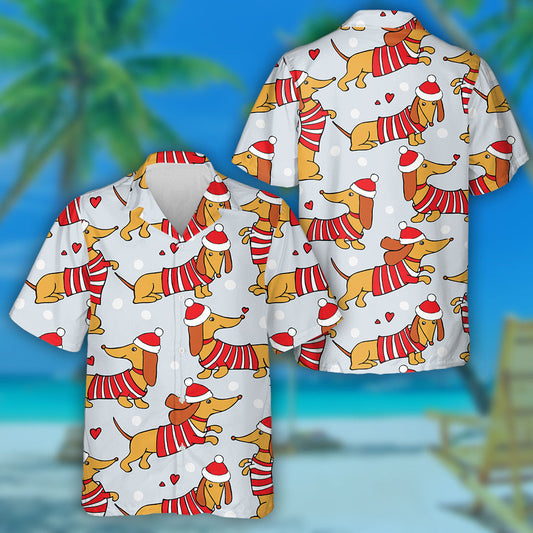 Madraí Cartúin Dachshund I Léine Haváí Santa Hataí, Haváí Mar Bhronntanas