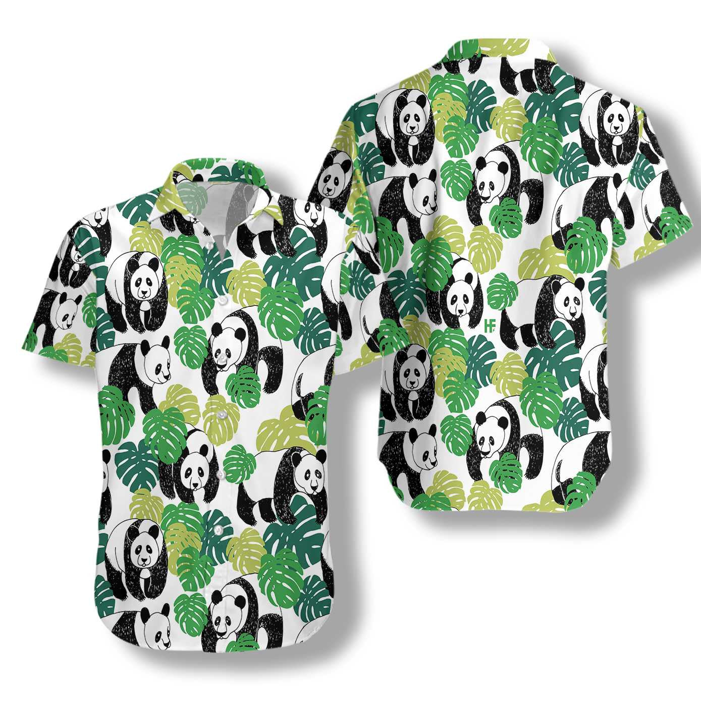 Pretty Animal World Panda Leaves Design Hawaiian Shirt,Hawaiian Shirt Gift, Christmas Gift