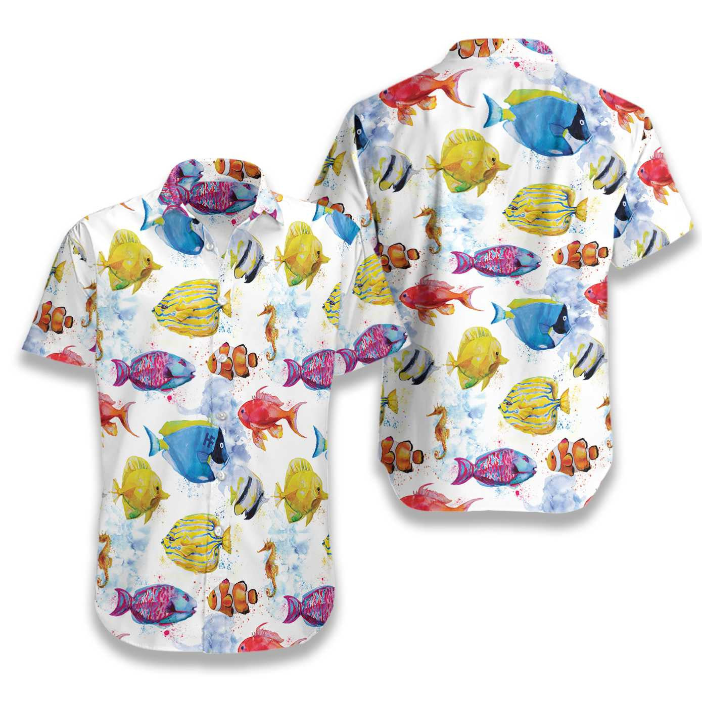Fish Water Color Pattern V3 Design Hawaiian Shirt,Hawaiian Shirt Gift, Christmas Gift
