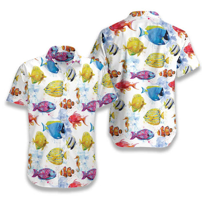 Fish Water Color Pattern V3 Design Hawaiian Shirt,Hawaiian Shirt Gift, Christmas Gift