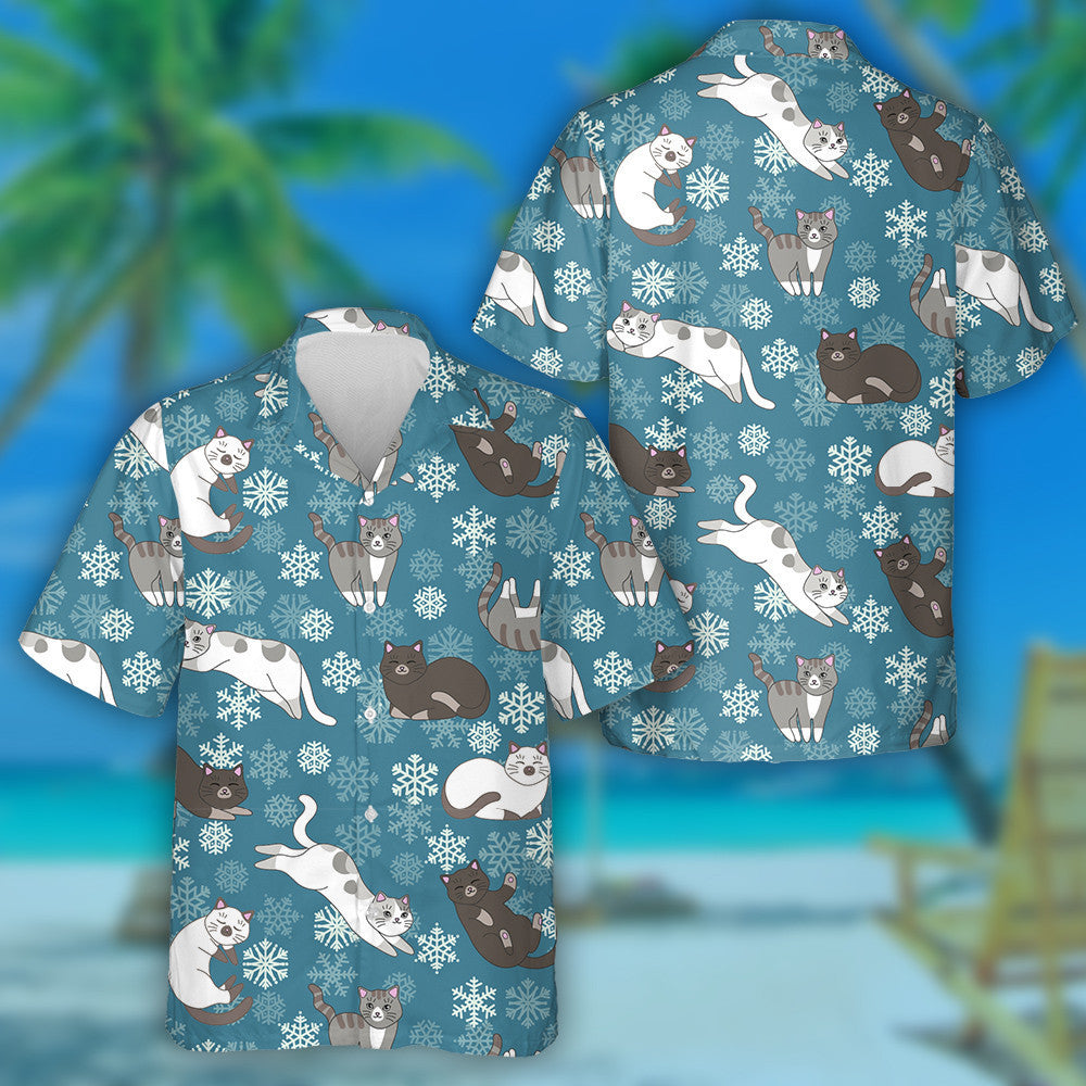 Ag Codladh Agus ag Imeartha Cat Ar An Cúlra Gorm Léine Haváís, Bronntanas Léine Haváíais, Bronntanas Nollag