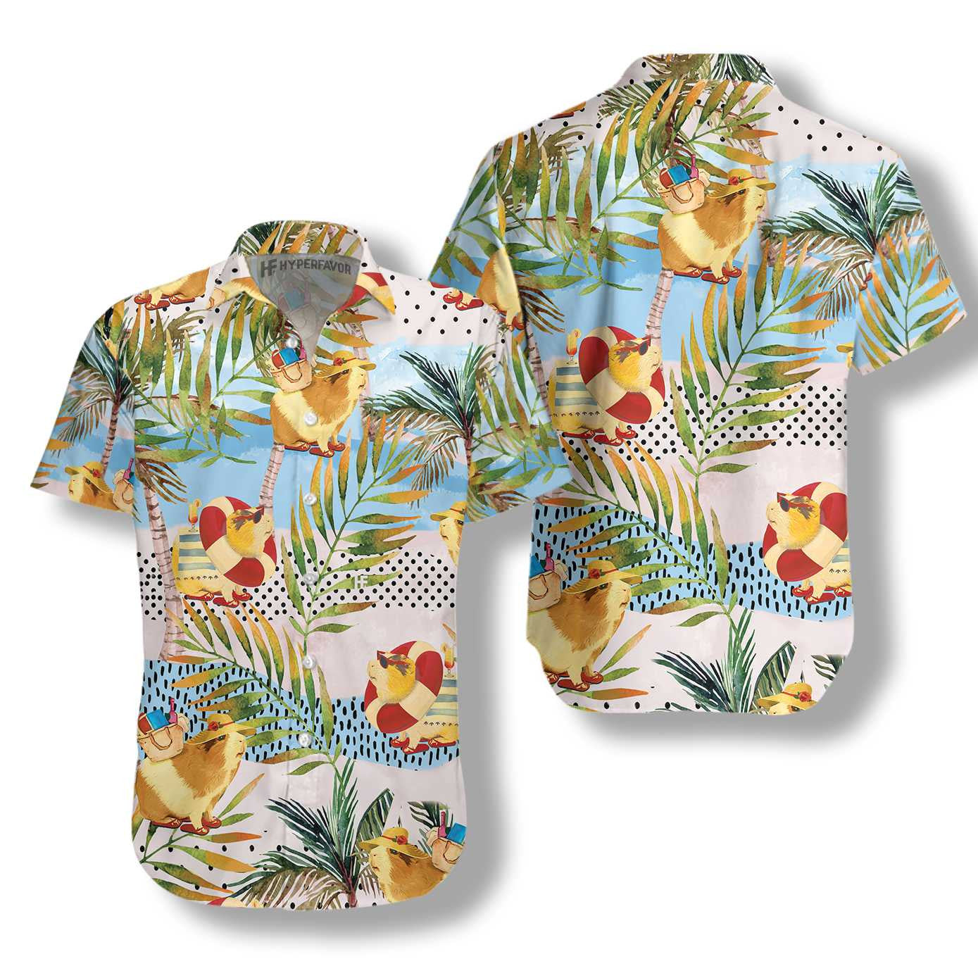 Funny Guinea Pig On The Beach Hawaiian Shirt,Hawaiian Shirt Gift, Christmas Gift