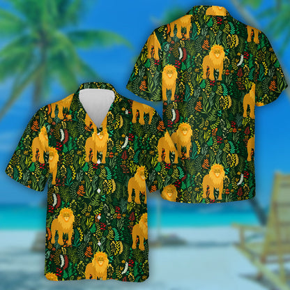 Lion And Different Plants On Dark Background Hawaiian Shirt, Hawaiian Shirt Gift, Christmas Gift