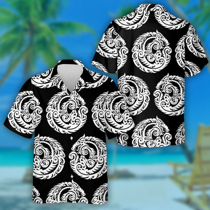 Figure Of A Wolf Amulet Hand Drawn Hawaiian Shirt, Hawaiian Shirt Gift, Christmas Gift