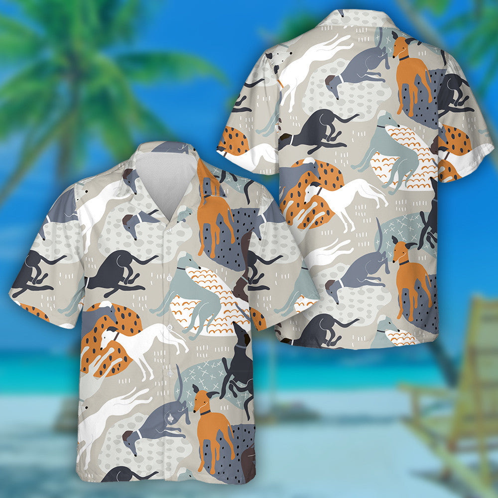 Funny Cartoon Dog Texture In Scandinavian Style Hawaiian Shirt, Hawaiian Shirt Gift, Christmas Gift