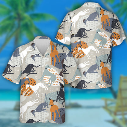 Funny Cartoon Dog Texture In Scandinavian Style Hawaiian Shirt, Hawaiian Shirt Gift, Christmas Gift