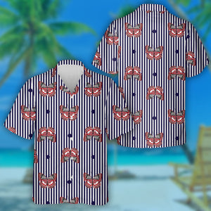 Theme Butterfly On Navy Blue And White Stripe Background Hawaiian Shirt, Hawaiian Shirt Gift, Christmas Gift