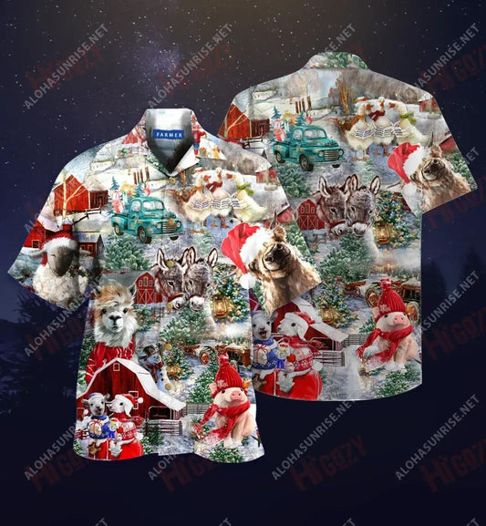 Nollag ar an bhFeirm Léinte Gearr haváís Laethanta Saoire Muinchille Gearr Léinte Seanré Haváíais Léinte haváíais d'Fhir, Bronntanas Léine Haváís, Bronntanas Nollag