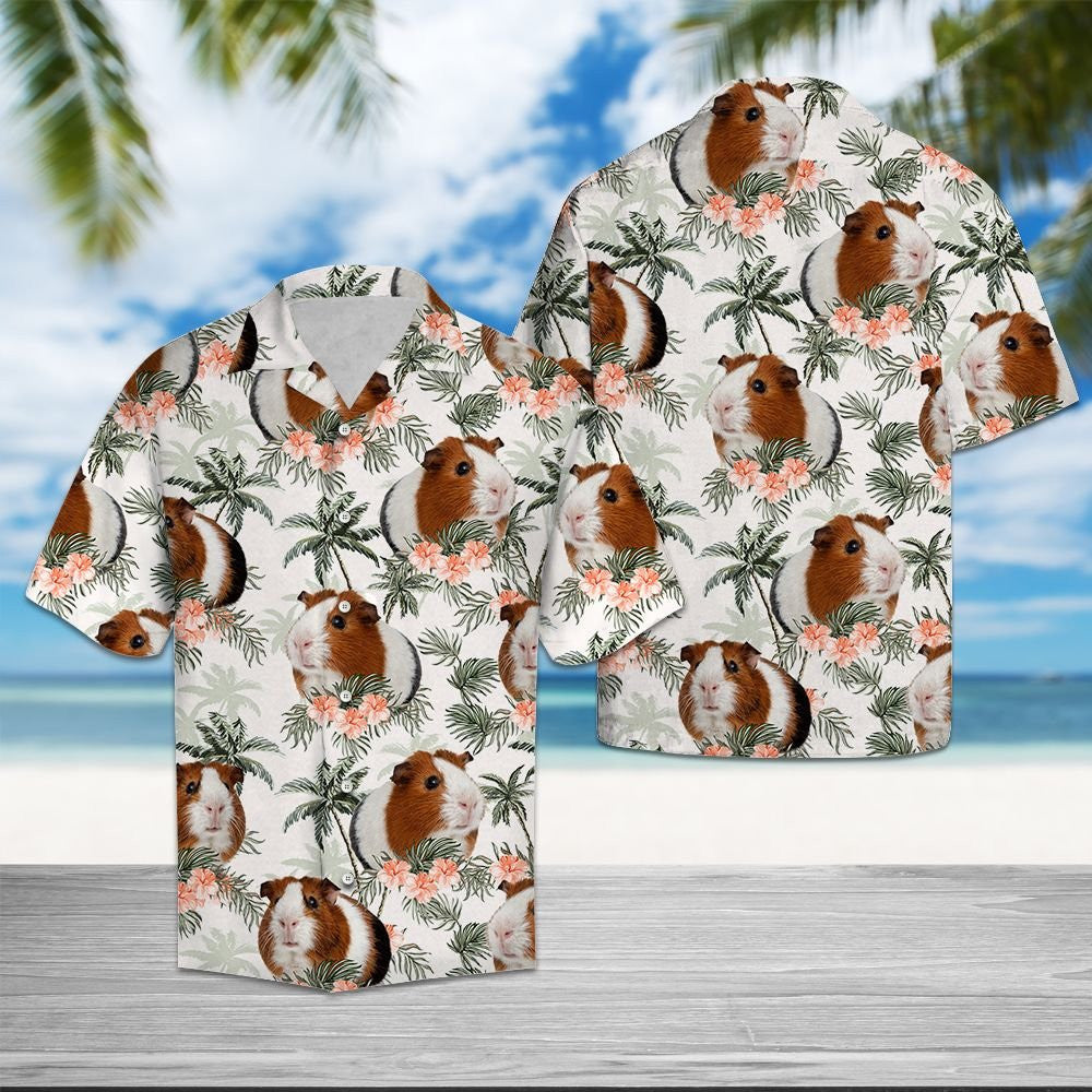 Guinea Pig With Flowers And Leaves Design Hawaiian Shirt, Hawaiian Shirt Gift, Christmas Gift