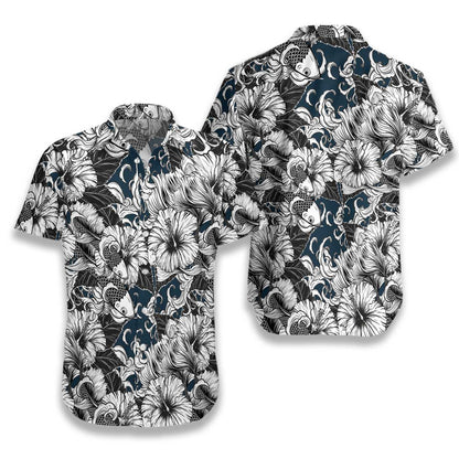 Koi Fish And Hibiscus Flower Design Hawaiian Shirt, Hawaiian For Gift