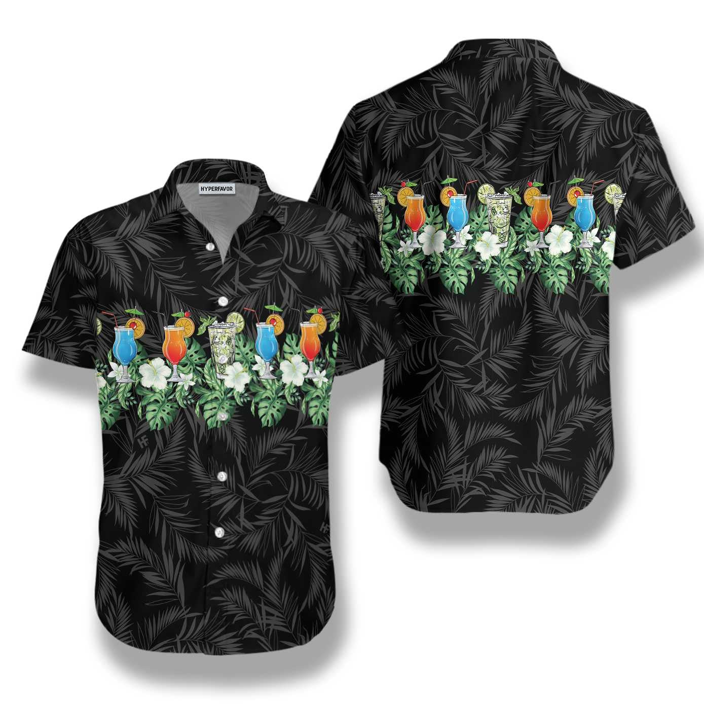 Black Background Tropical Aloha Bartender Design Hawaiian Shirt,Hawaiian Shirt Gift, Christmas Gift