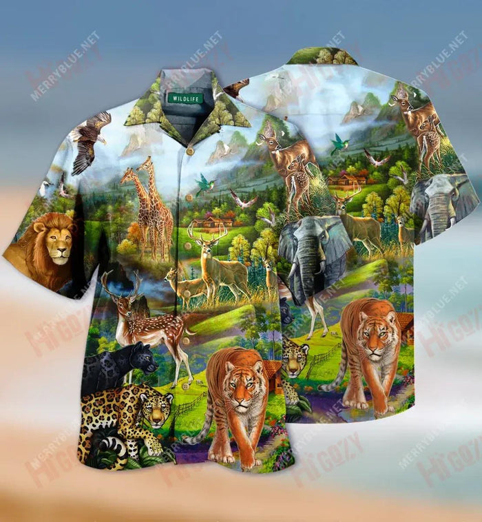 World Wildlife Short Short Sleeve Shirt Vacation Hawaiian T Shirts Best Hawaiian Shirts Hawaiian Shirts For Men, Hawaiian Shirt Gift, Christmas Gift