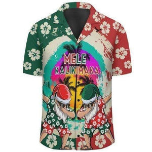 Mele Kalikimaka Dabbing Santa Surfing Christmas Flower Vintage Style Design Hawaiian Shirt, Hawaiian Shirt Gift, Christmas Gift.