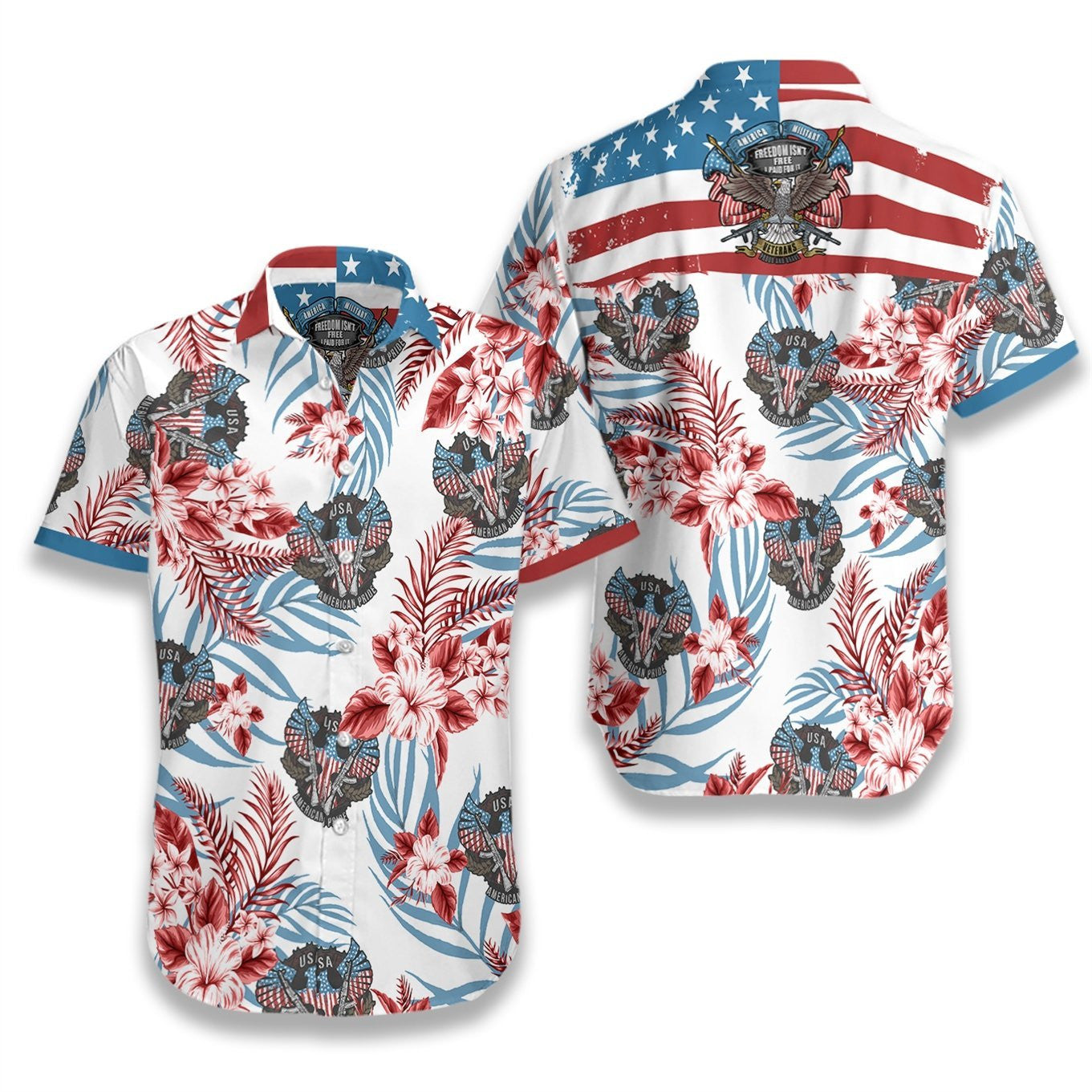 Proud Veterans On White Background Design Hawaiian Shirt,Hawaiian Shirt Gift, Christmas Gift