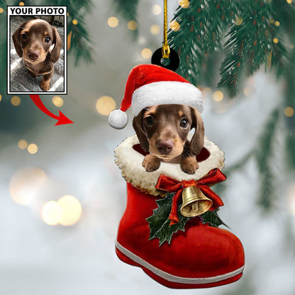 Personalized Gift For Pet Lovers Pet In Santa Shoes, Pet Love Gift, Christmas Ornament, Christmas Gift