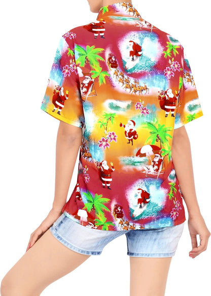 Funny Santa On Indian Red Design Hawaiian Shirt,Hawaiian Shirt Gift, Christmas Gift