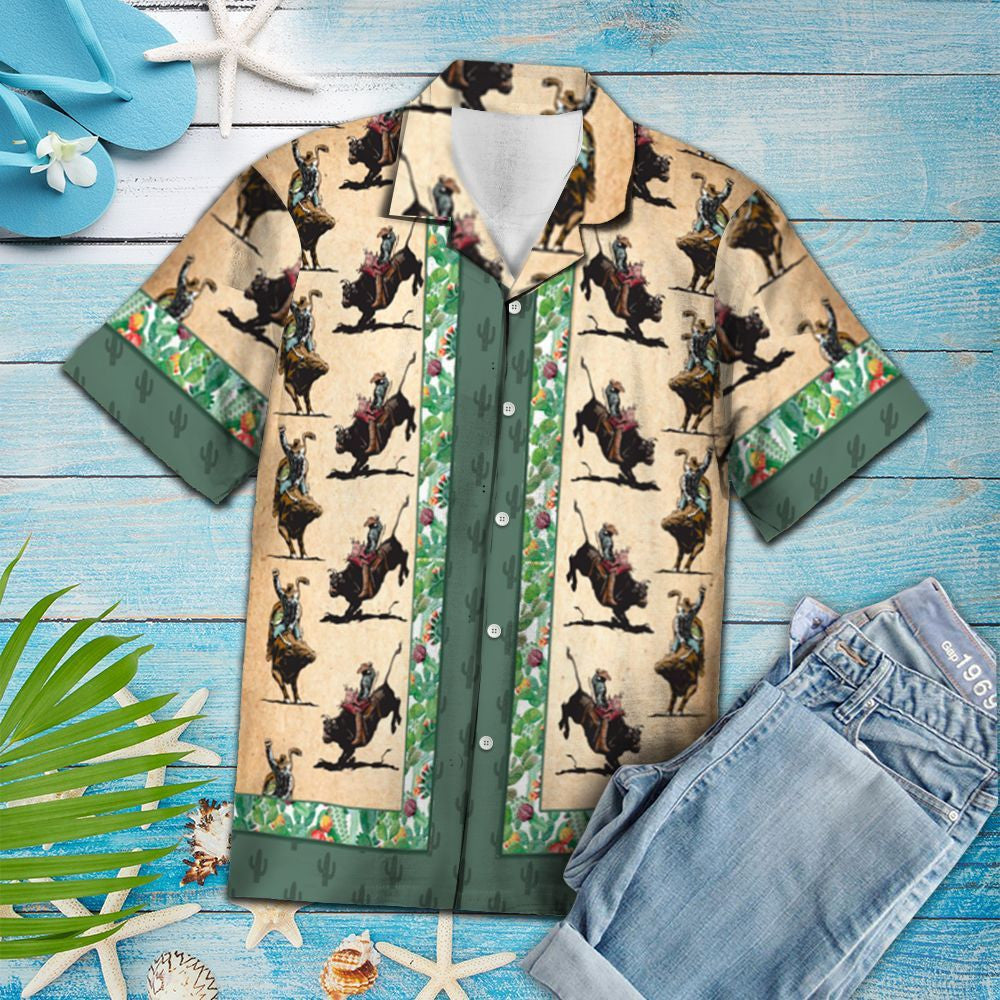 Dearadh Cowboy Riding Horse On Desert Léine Haváí, Bronntanas Léine Haváí, Bronntanas Nollag