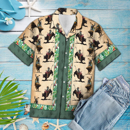 Dearadh Cowboy Riding Horse On Desert Léine Haváí, Bronntanas Léine Haváí, Bronntanas Nollag