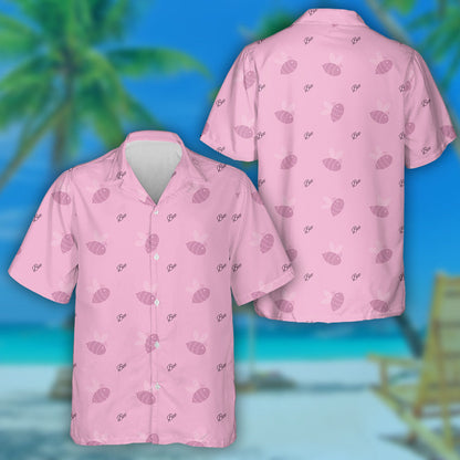 Natural Summer Flying Bees On Pink Background Hawaiian Shirt, Hawaiian Shirt Gift, Christmas Gift