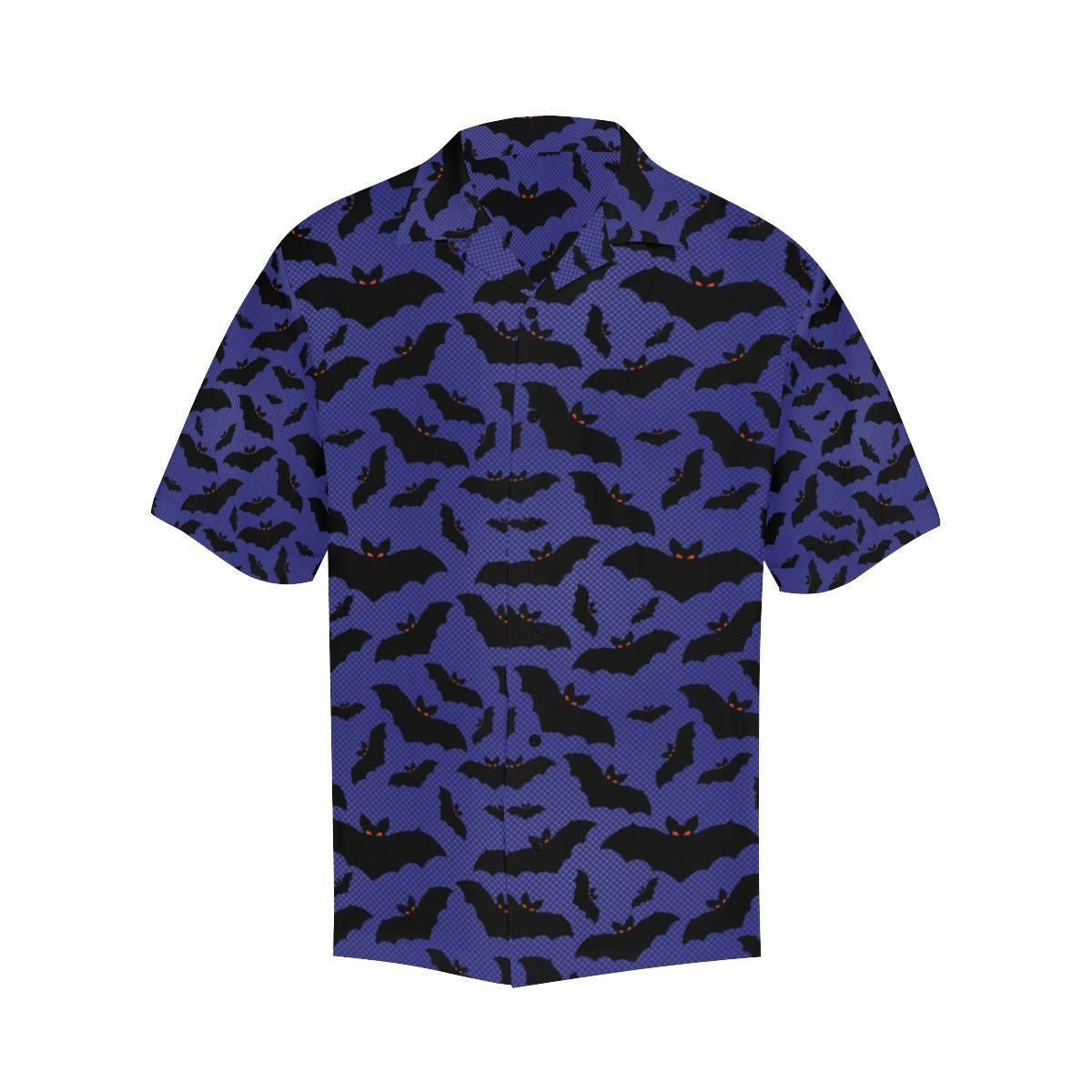 Black Bat Flying Halloween Pattern Hawaiian Shirt, Hawaiian For Gift