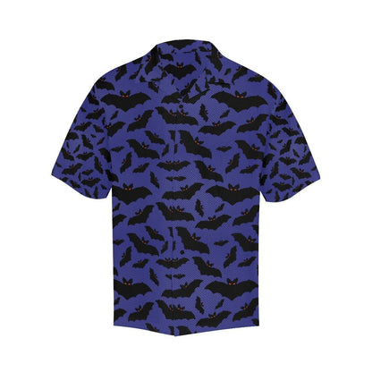 Black Bat Flying Halloween Pattern Hawaiian Shirt, Hawaiian For Gift