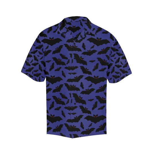 Black Bat Flying Halloween Pattern Hawaiian Shirt, Hawaiian For Gift