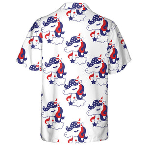 Patriotic Unicorn Face American Stars Stripes Hawaiian Shirt,Hawaiian Shirt Gift, Christmas Gift