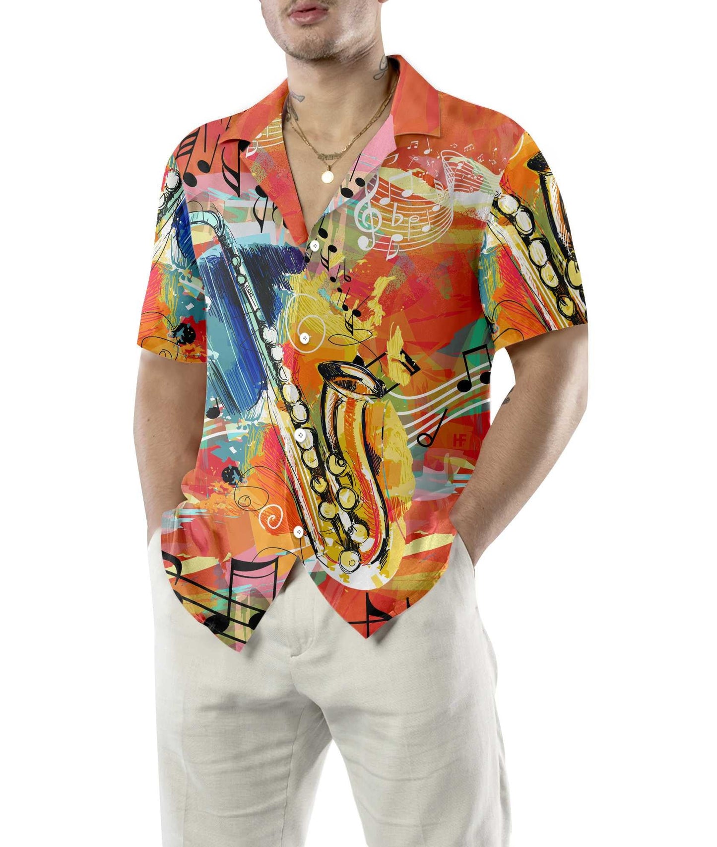 Multicolor Saxophone Guides You To The World Hawaiian Shirt,Hawaiian Shirt Gift, Christmas Gift