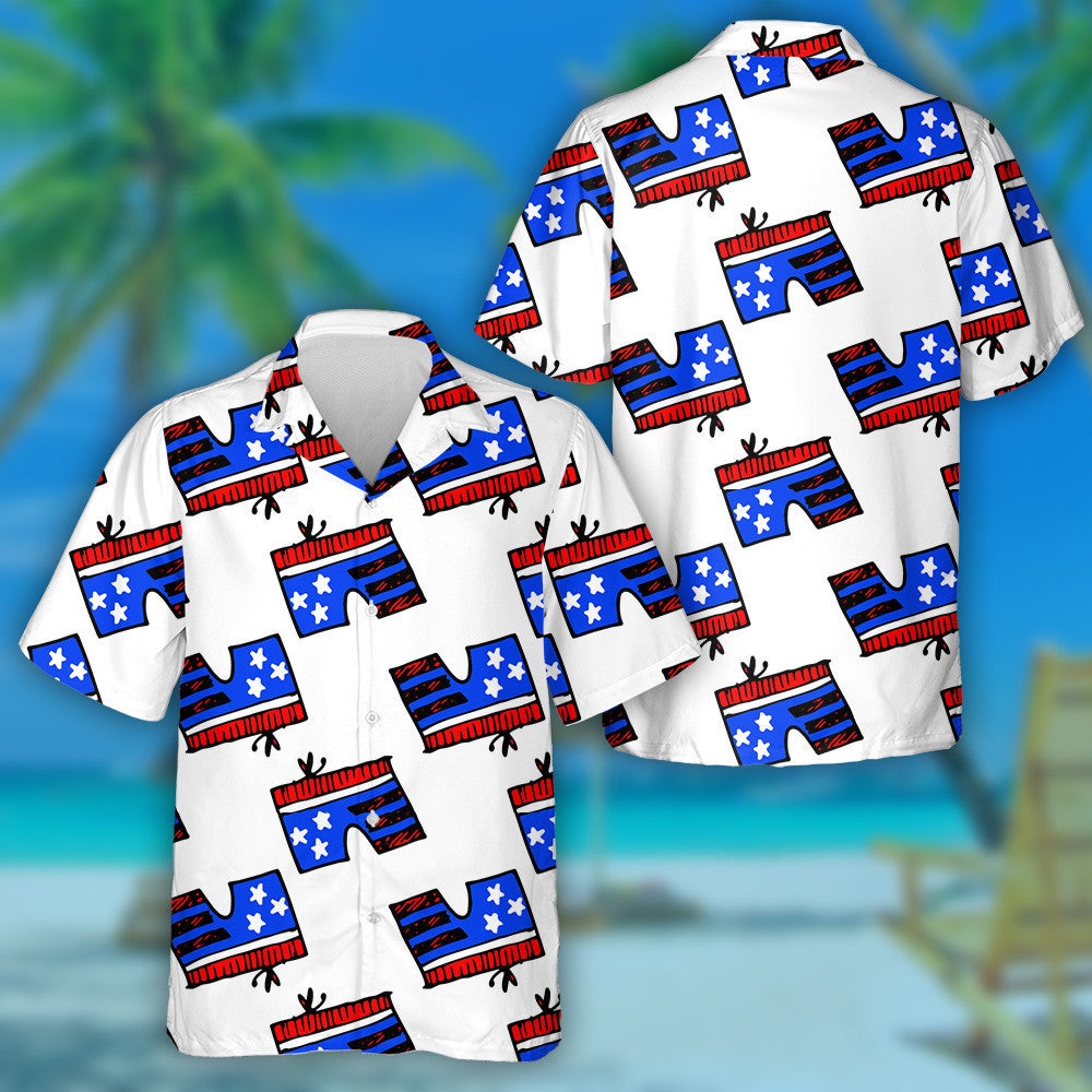 Bratach Mheiriceá i bhFoirm Gearrscannán Bow Ar Phatrún Léine Haváís, Bronntanas Léine Haváíais, Bronntanas Nollag