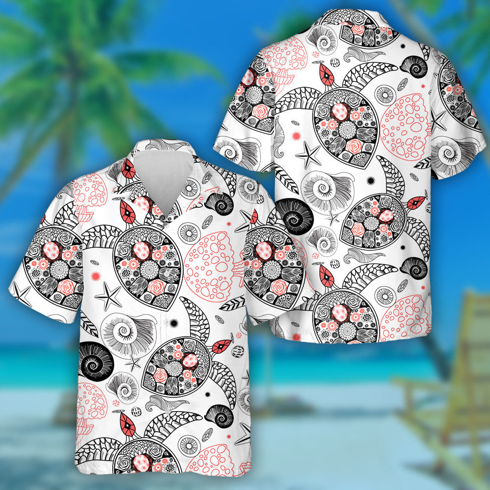 Turtar Ornáideach Agus Réalt Mara Ar an Léine Éadrom Haváís, Bronntanas Léine Haváíais, Bronntanas Nollag