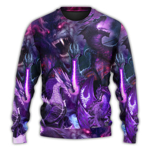 Dragon Dark Purple Lightning Art Style Ugly Christmas Sweater, Christmas Gift, Gift Christmas 2024