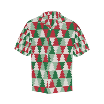 Cute Cartoon Christmas Tree In Red And Green Pattern Hawaiian Shirt, Hawaiian Shirt Gift, Christmas Gift