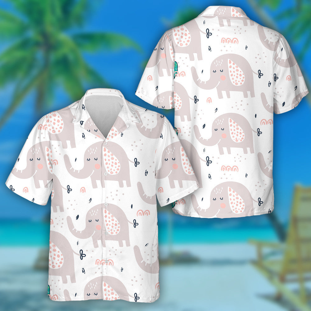 Cute And Funny Elephant On White Background Hawaiian Shirt, Hawaiian Shirt Gift, Christmas Gift