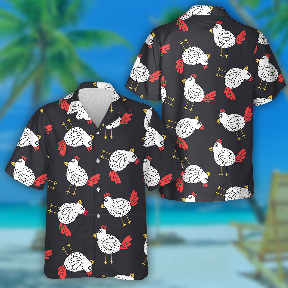 Sicín Bán Greannmhar Le Suaitheantas Dearg Léine Haváís, Bronntanas Léine Haváí, Bronntanas Nollag