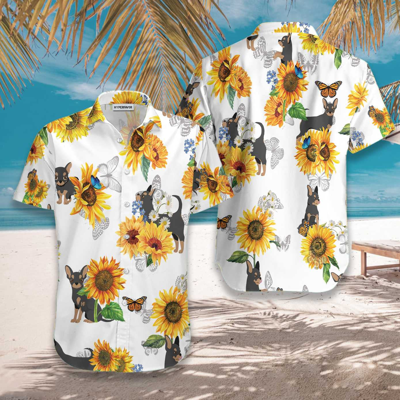 Speicis Bláthanna Lover Chihuahua Le Léine Haváí Lus na Gréine, Bronntanas Léine Haváí, Bronntanas Nollag