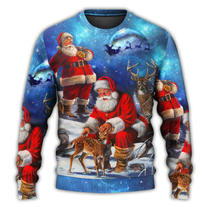 Christmas Santa Claus Xmas Is Coming Sky Night Art Style Ugly Christmas Sweater, Christmas Gift, Gift Christmas 2024