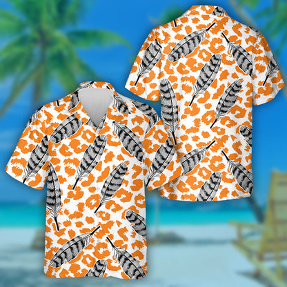 Feathers In Different Positions On Animal Leopard Hawaiian Shirt, Hawaiian Shirt Gift, Christmas Gift