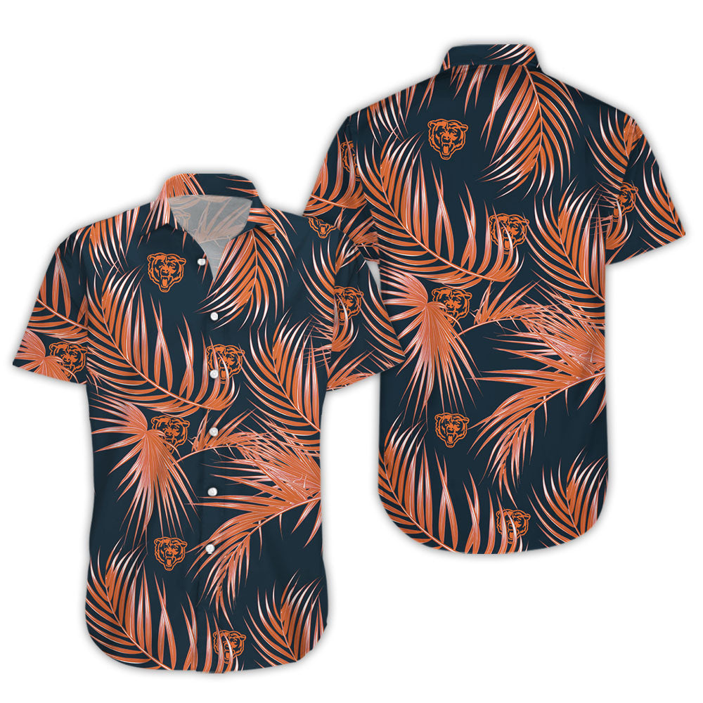 Chicago Bears Nfl Mens Haváís Aloha Button Up Léine Shorts Haváís Beach Short Muinchille_Haváíais Bronntanas Léine, Bronntanas Nollag