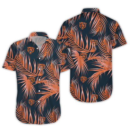 Chicago Bears Nfl Mens Haváís Aloha Button Up Léine Shorts Haváís Beach Short Muinchille_Haváíais Bronntanas Léine, Bronntanas Nollag